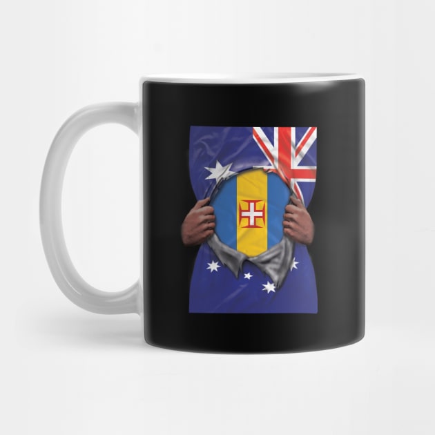 Madeira Flag Australian Flag Ripped - Gift for Madeiran From Madeira by Country Flags